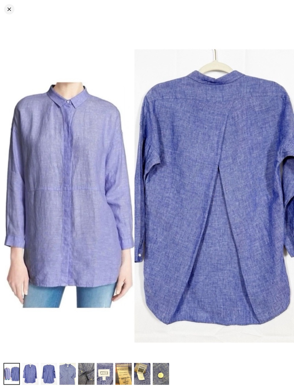 Ayr XL The Coastline Blue Linen Button-Front Tunic